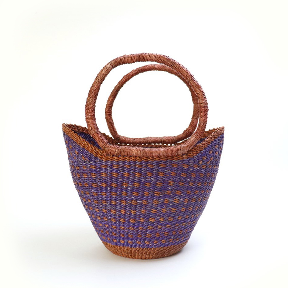 ニャリガバスケット ニケフォルム チェック柄 小 茶紫