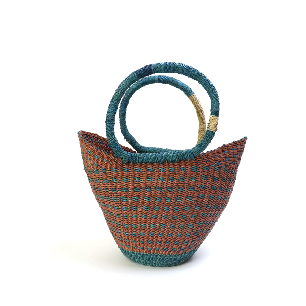 ニャリガバスケット ニケフォルム チェック柄 小 ターコ茶