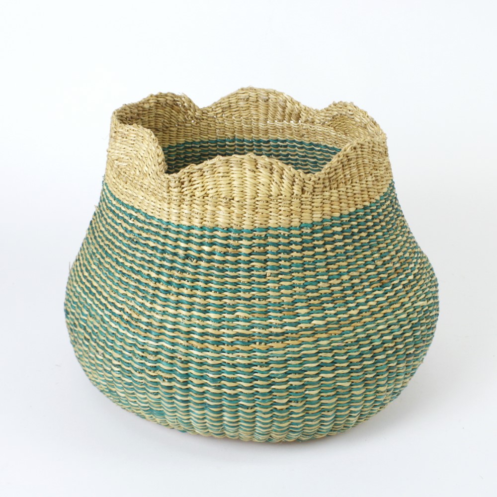 ボルガチューリップカゴ 大 ナチュラルターコイズ