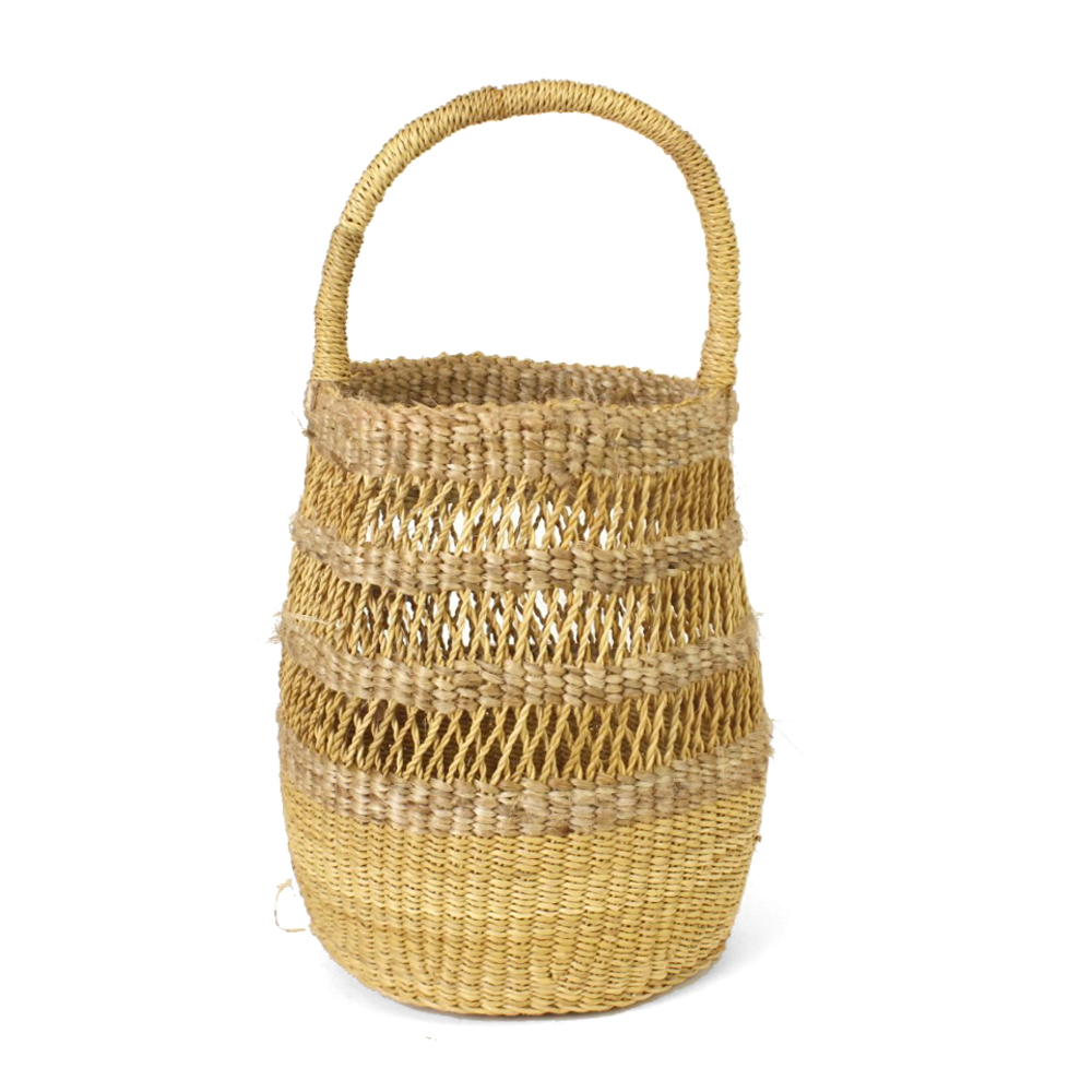 ボルガ透かしカゴ 麻ミックス ナチュラルナチュラル