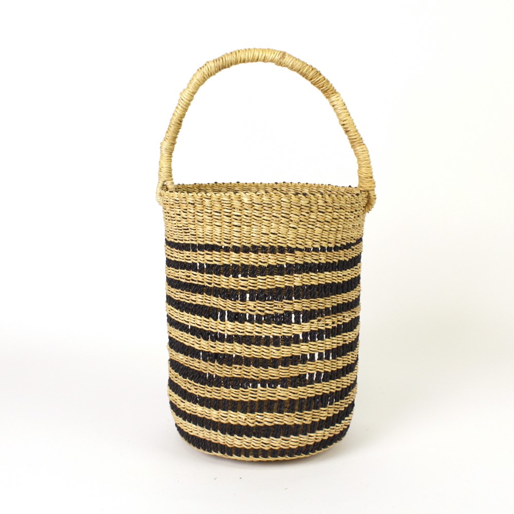 ボルガ丸底カゴ 細透かし10 ナチュラル黒