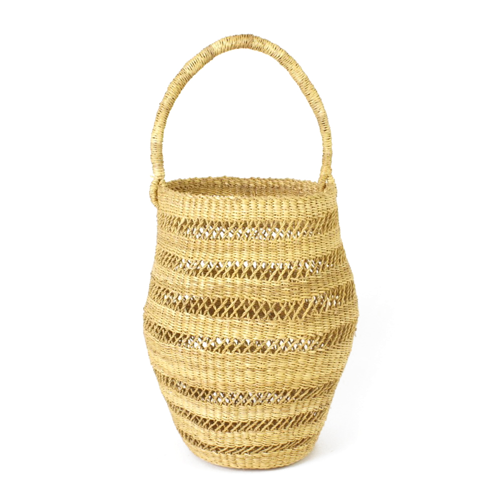 ボルガ丸底カゴ 縦長ぷっくり ナチュラル