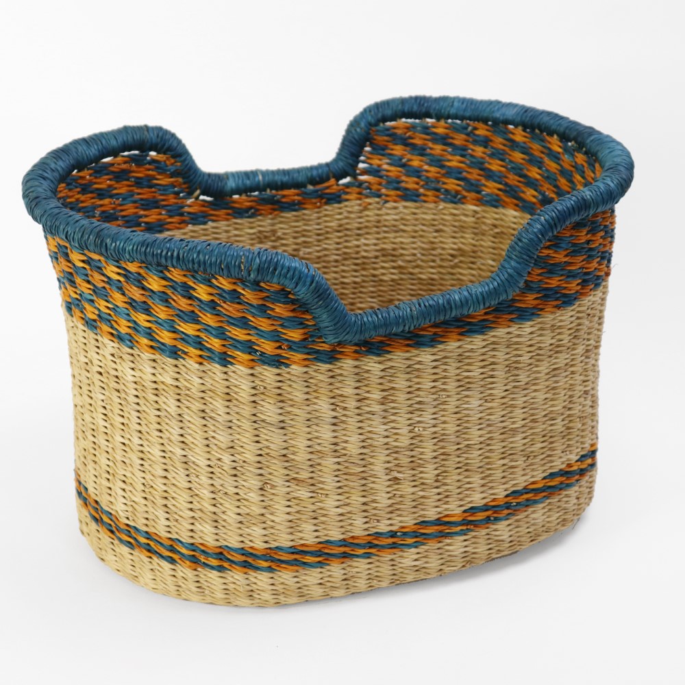 ボルガ楕円底カゴ 大 ナチュラルオレンジターコ 縁ぷっくり