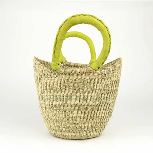 ボルガ丸底ニケフォルムバスケット S ナチュラル 黄緑ハンドル