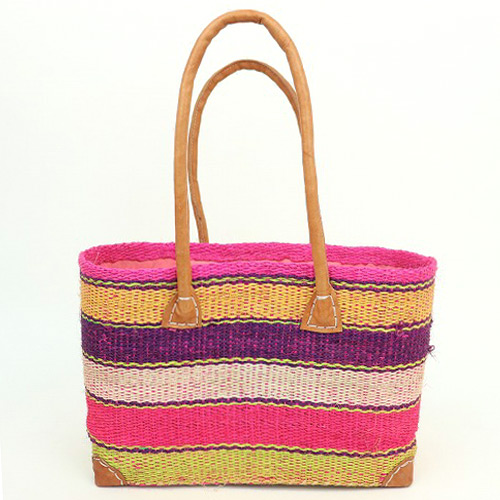 サイザルxチヒかご ボーダーNIRY M ピンクマルチ