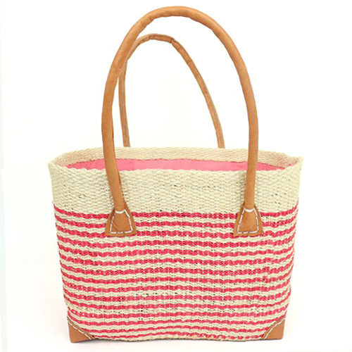 サイザルxチヒかご ボーダーNIRY M 赤xナチュラル