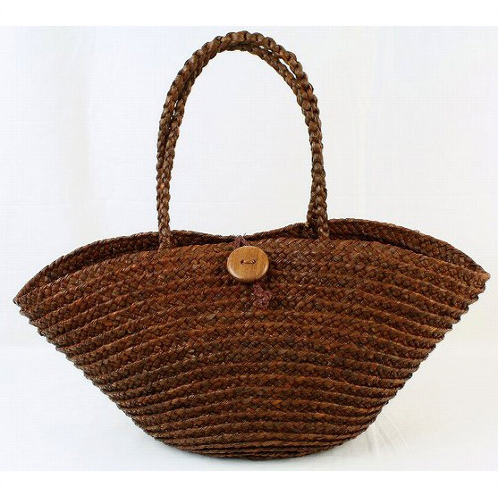 【SALE】ラフィアブレードバッグ 広口 単色 茶 @4500→3100