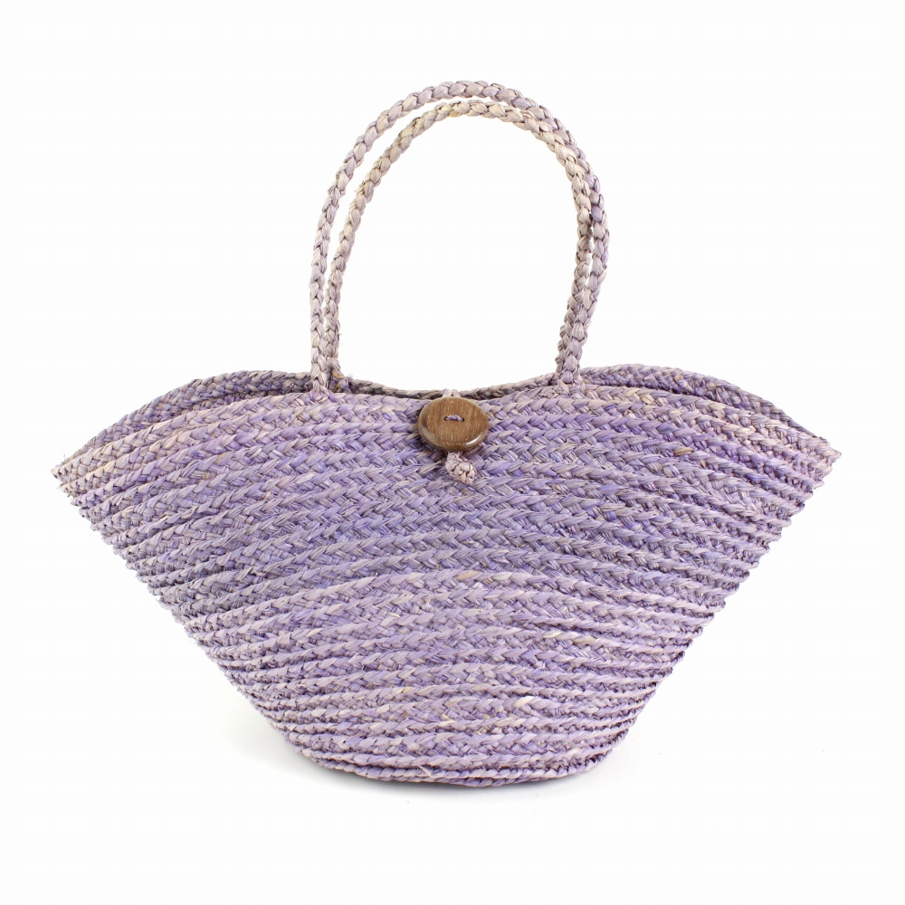 【SALE】ラフィアブレードバッグ 広口 単色 ラベンダー @4500→3100