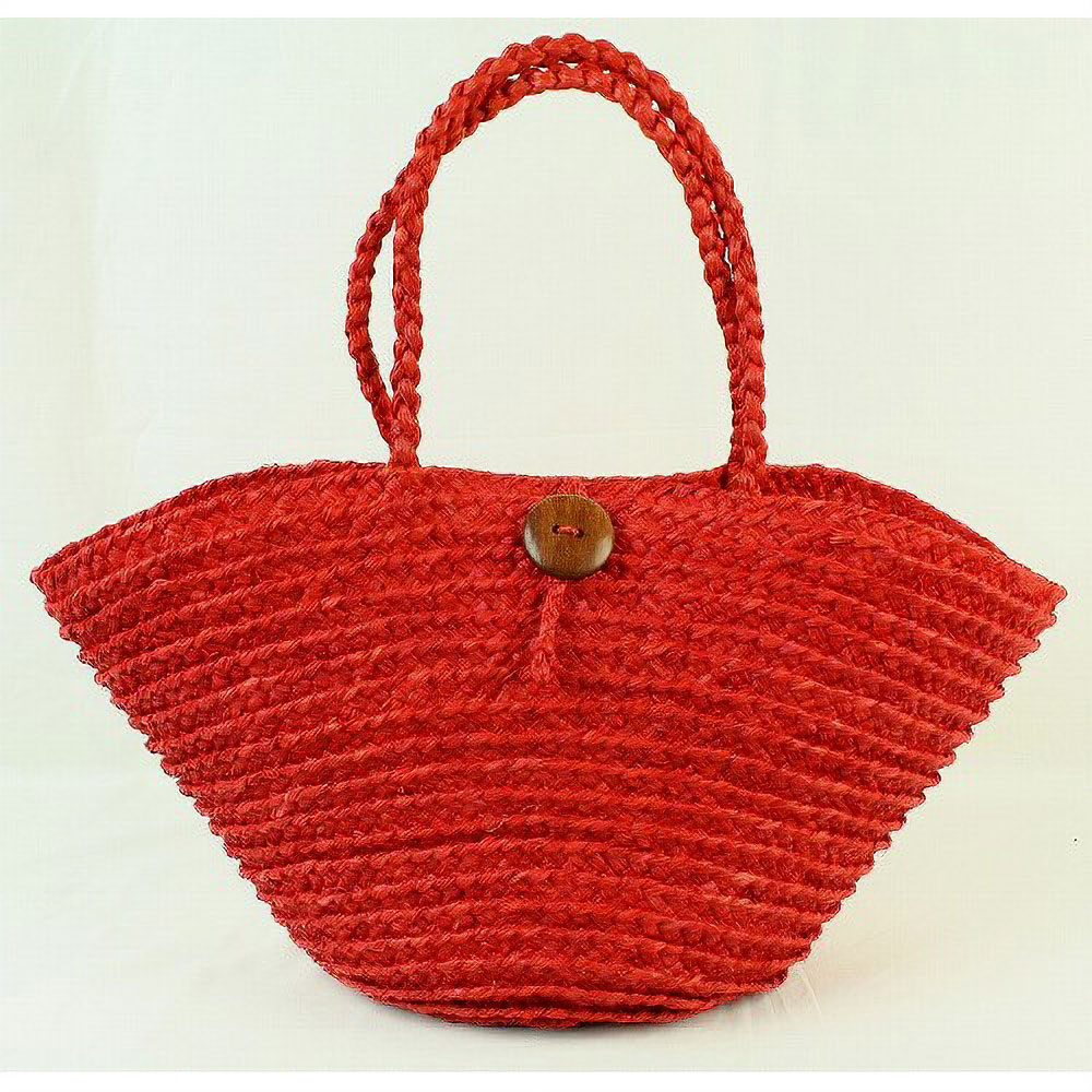 【SALE】ラフィアブレードバッグ 広口 単色 赤 @4500→3100