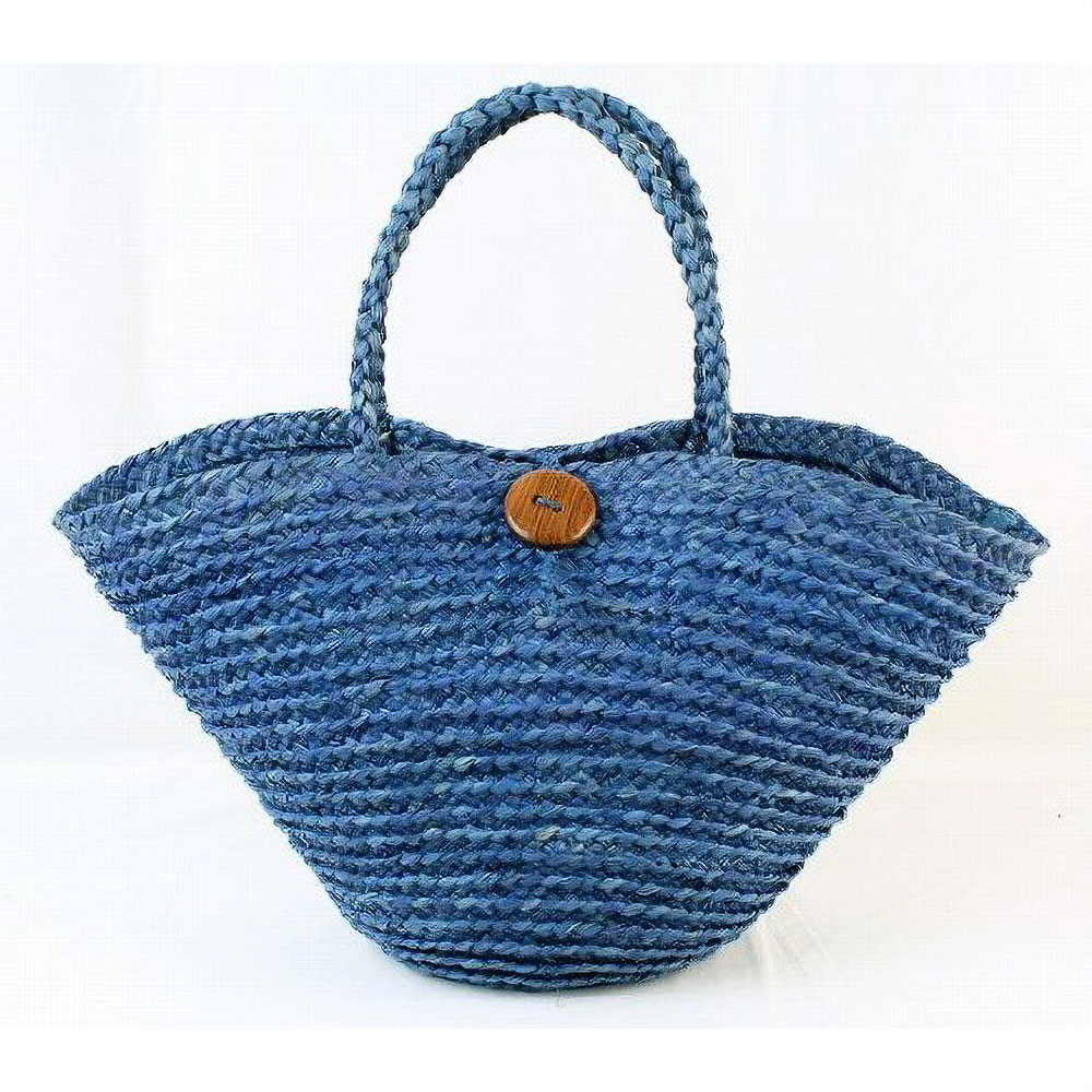 【SALE】ラフィアブレードバッグ 広口 単色 青 @4500→3100