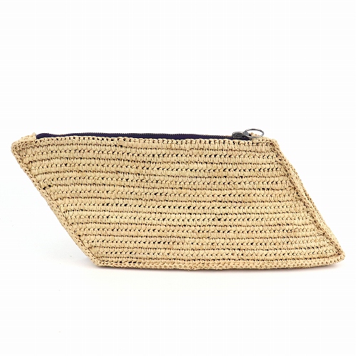 ラフィア Sesika クラッチ〈平行四辺形〉白