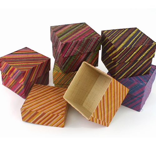 ラフィアラバン四角BOX  マルチカラー  アソート