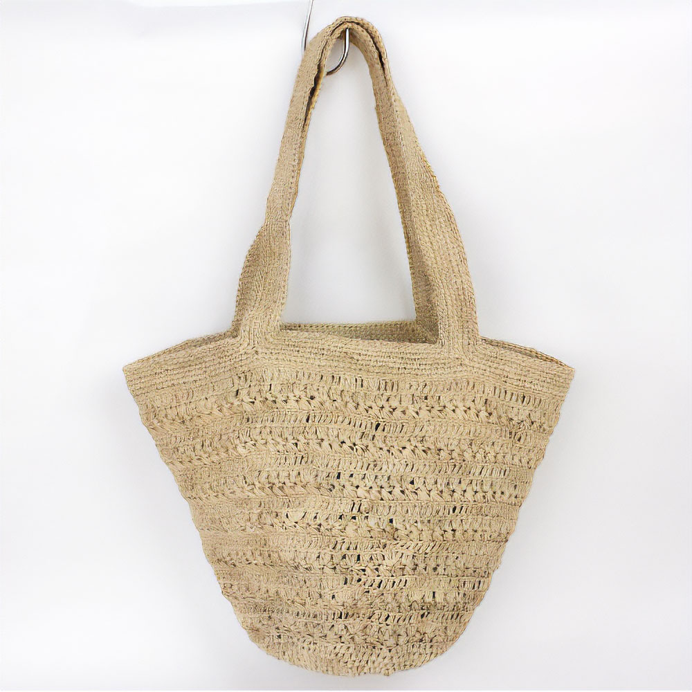 ラフィアかぎ編みトートバッグ 星編み ナチュラル