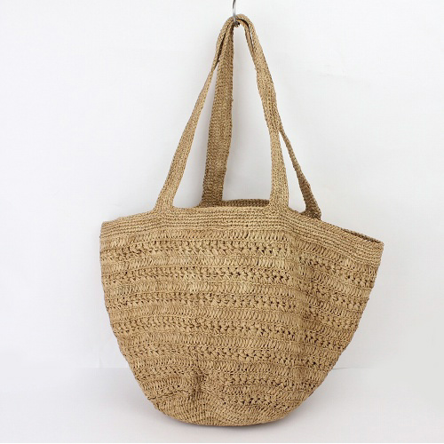 ラフィアかぎ編みトートバッグ 星編み ベージュ
