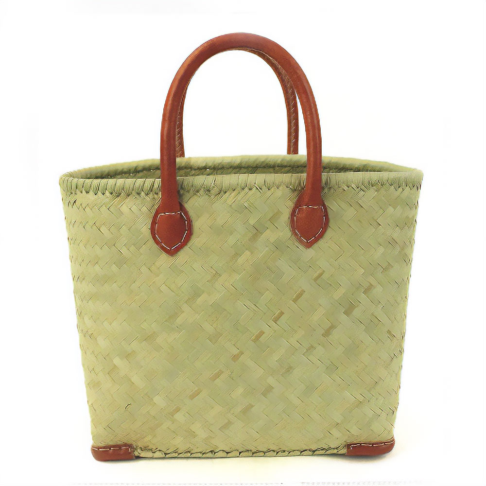 リンダかごバッグ 革ハンドル 四角 S ナチュラル