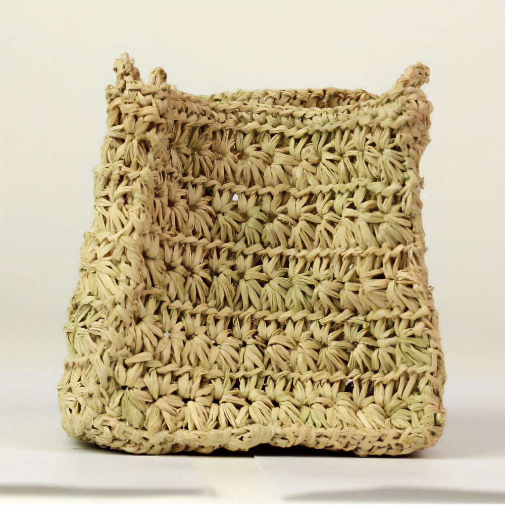 ラフィア星編みかご キューブ 10 ナチュラル