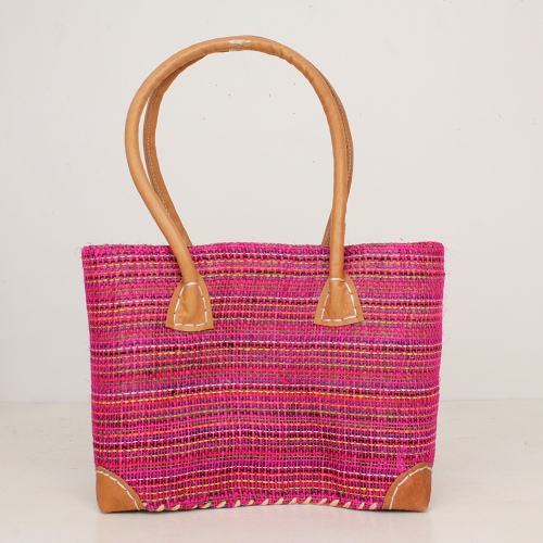 【10%OFF】サイザルxチヒかご マルチボーダー M フシア \5000→4000→3600