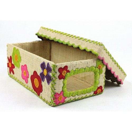 【SALE】ラフィアラバンシューズボックス お花 ナチュラル @3000→1800円