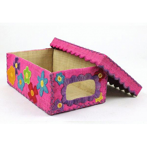 【SALE】ラフィアラバンシューズボックス お花 ピンク @3000→1800円