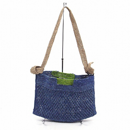 ラフィア折畳みトート ぱすてる 袈裟掛用別紐付87/ターコ SS一点物 @9000→7200円