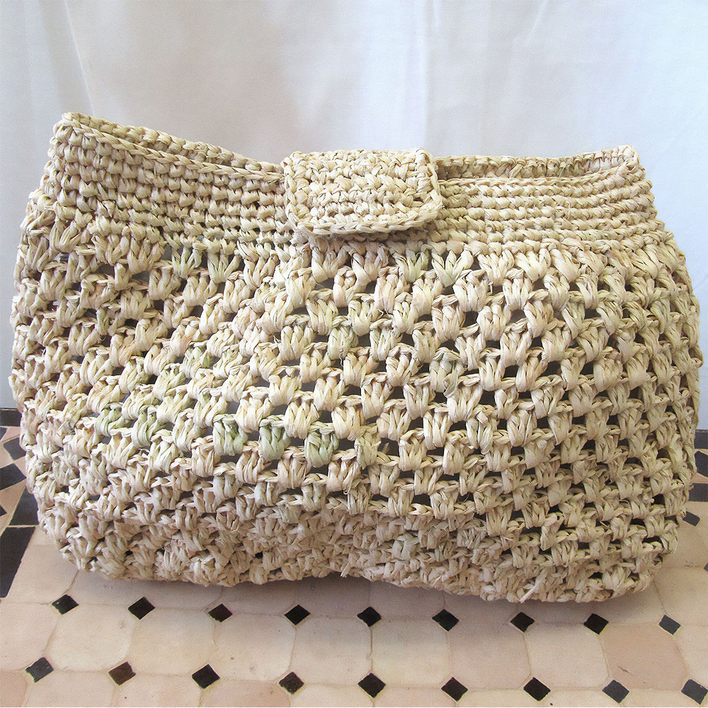 ラフィアかぎ編みポーチ NAT SS一点物 @5300→4240円