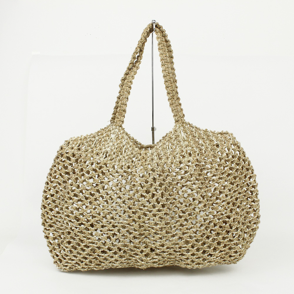 サイザルラフィアマクラメバッグ 丸ハンドル