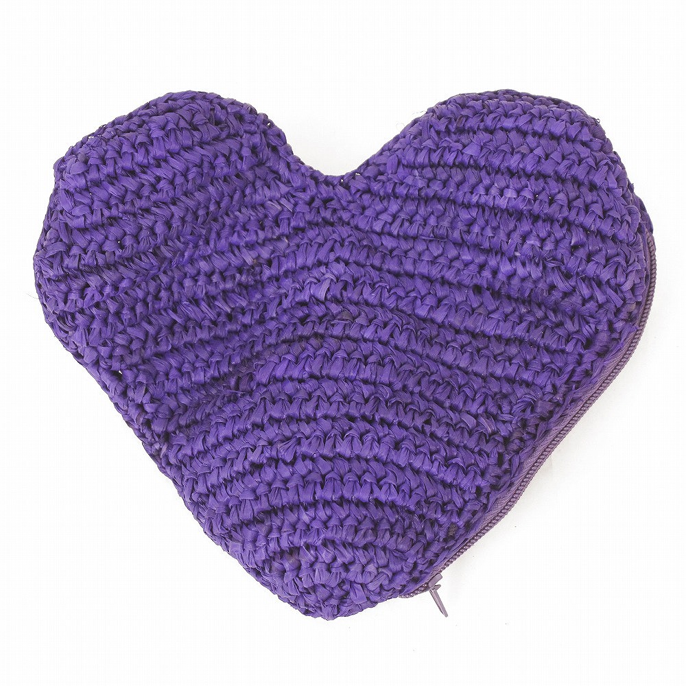 ラフィアポーチ ハート 青 SS一点物 @2000→1600円