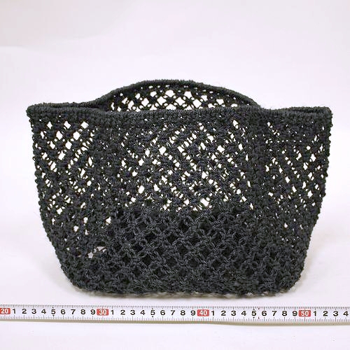 サイザルマクラメ 四角コンテナ透かし 黒 18SS一点もの @6200→4960円