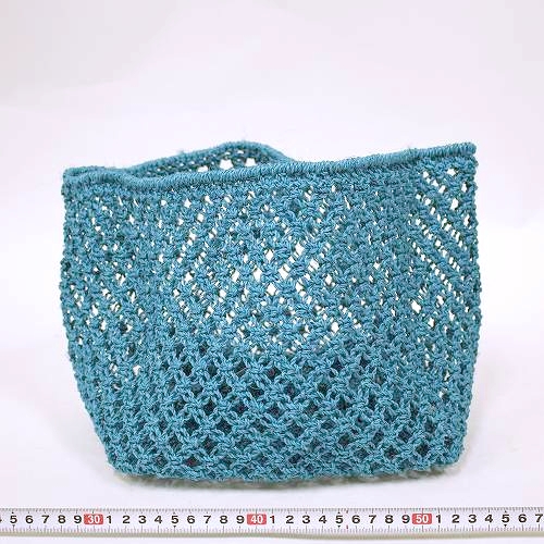 サイザルマクラメ 四角コンテナ透かし 緑 18SS一点もの @6200→4960円