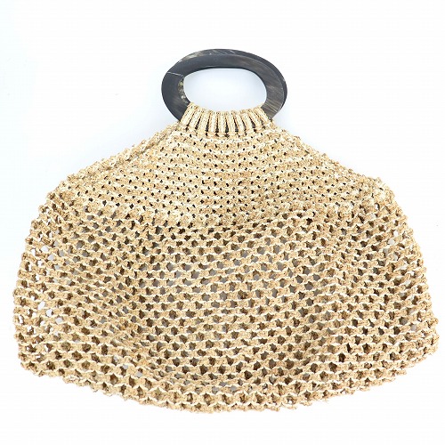 サイザルラフィアマクラメバッグ 牛角ハンドル