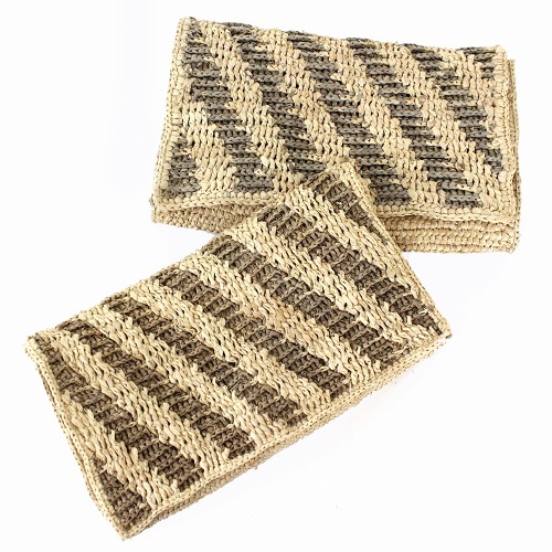 【SALE】ラフィアかぎ編みポーチ 斜め柄 @8000→5600