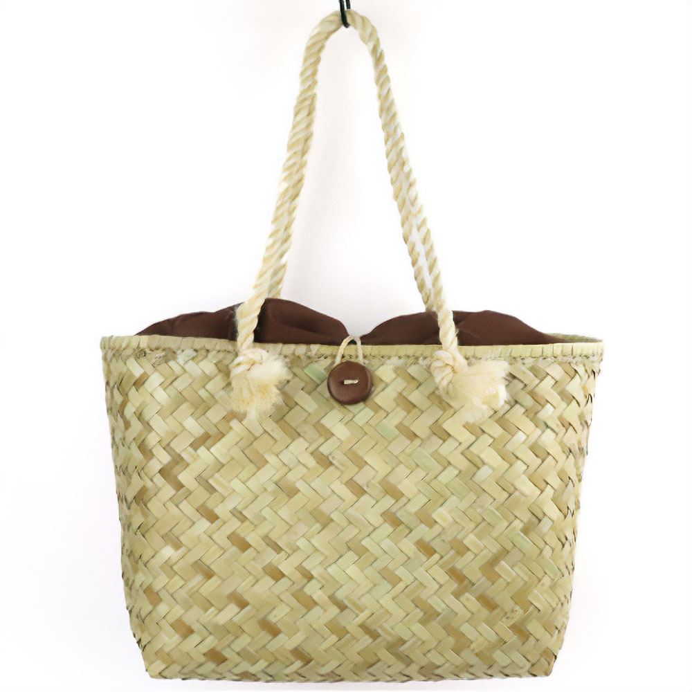 水草カゴ サイザルハンドル 木ボタン