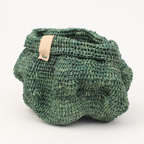 ラフィアかぎ編みポシェット じゃがいもインテリアカゴ ミント