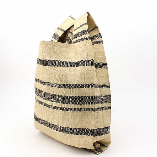 ラフィアラバンバッグ スーパー袋 黒