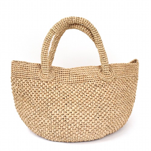 ラフィア ポットバッグ 丸底 土染め