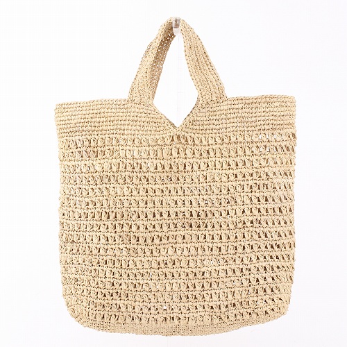 ラフィアかぎ編みバッグ 長方形底 透かしEPI
