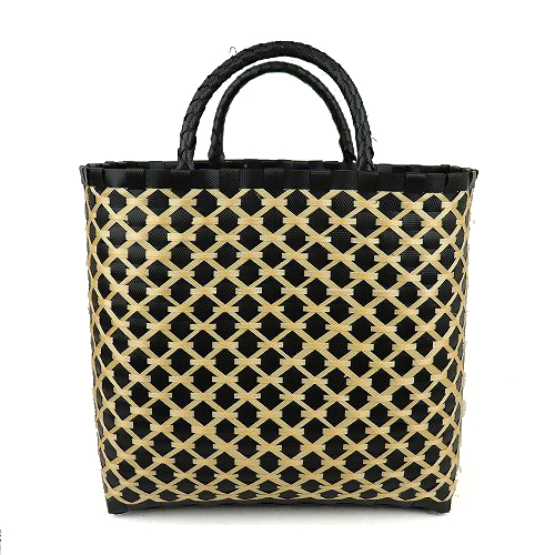 プラスチックカゴ 網柄 黒ベージュ