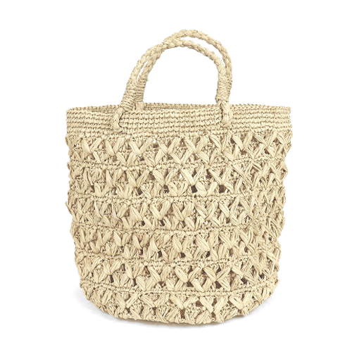 ラフィアかぎ編みバッグ 立体X NAT