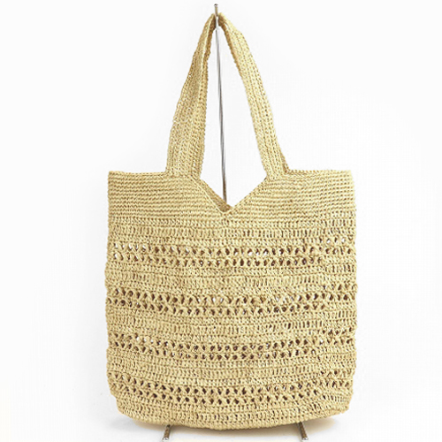 ラフィアかぎ編みバッグ 立体エックスボーダー NAT