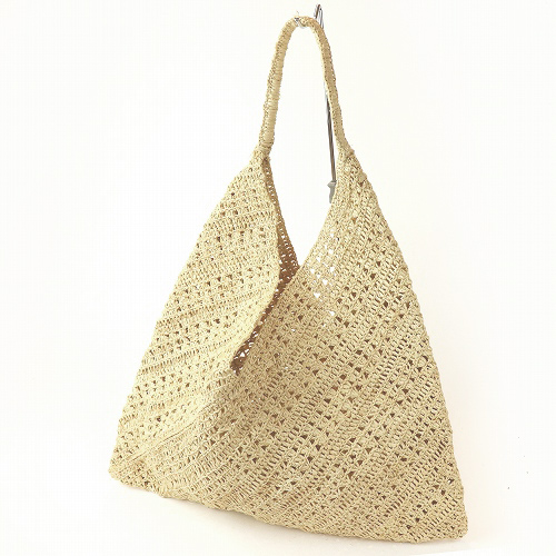 ラフィアかぎ編みバッグ 折り紙透かし NAT