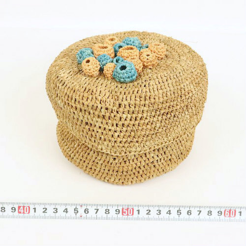 ラフィアかぎ編み小物入 蓋サンゴ丸 コーヒー 21SS一点 @6800→5440