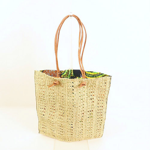 ラフィアかぎ編みバッグ ひし形底 片面ラフィア 21SS一点 @8600→6880