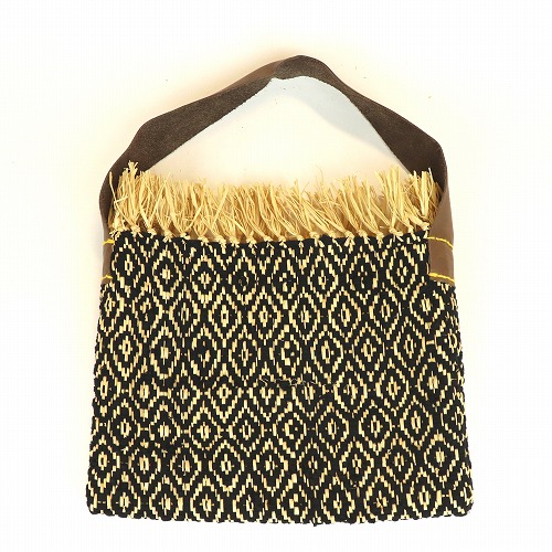 ラフィアコットンバッグ ひし形平 黒