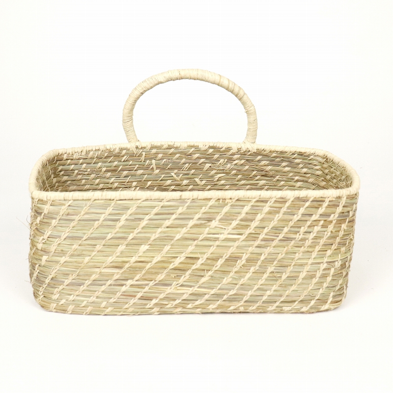 アラボラxラフィア 長方形バスケット まる取っ手