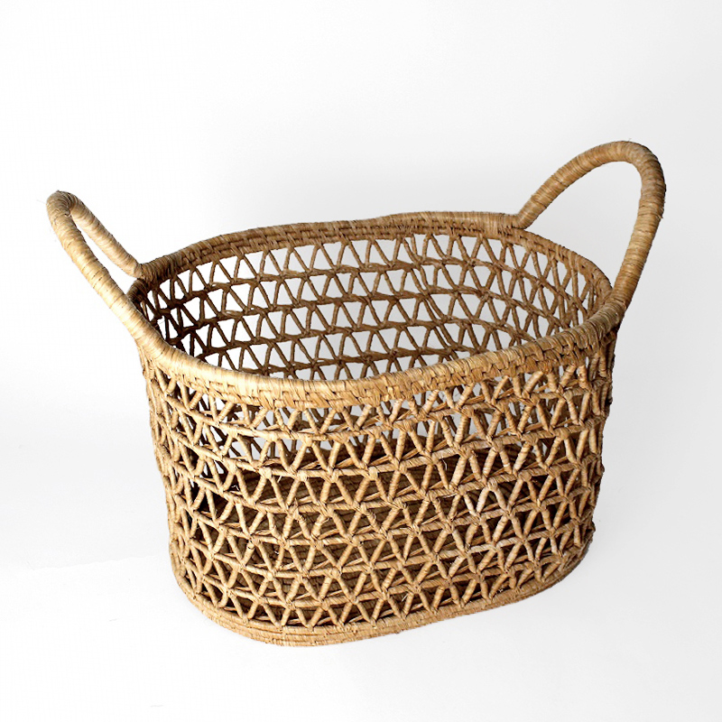 ラフィアマクラメかご ジグザグ楕円 紅茶