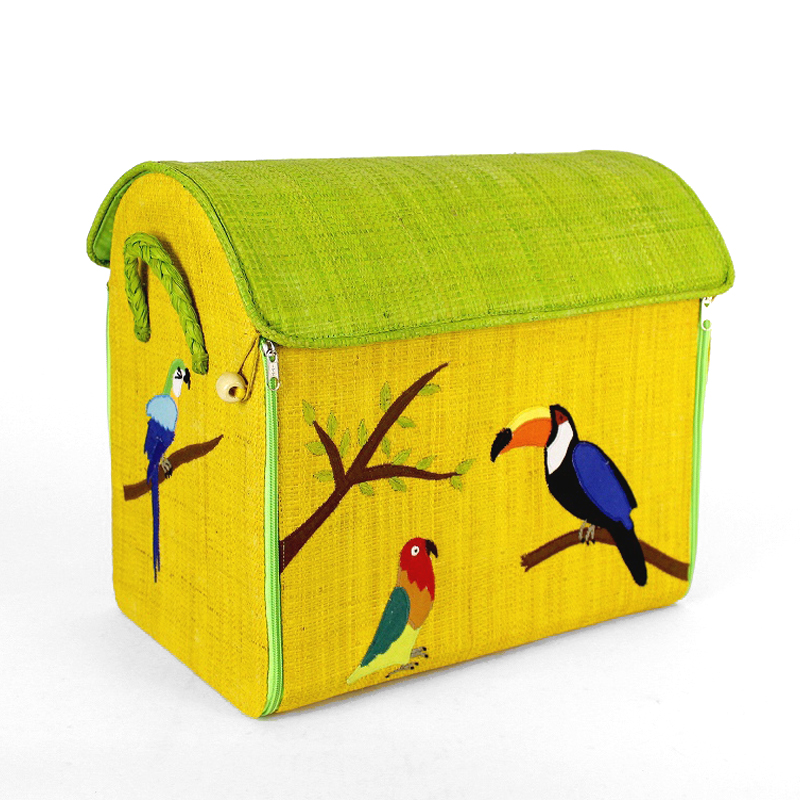 ラフィアラバンおもちゃ箱 折りたたみ 小 鳥