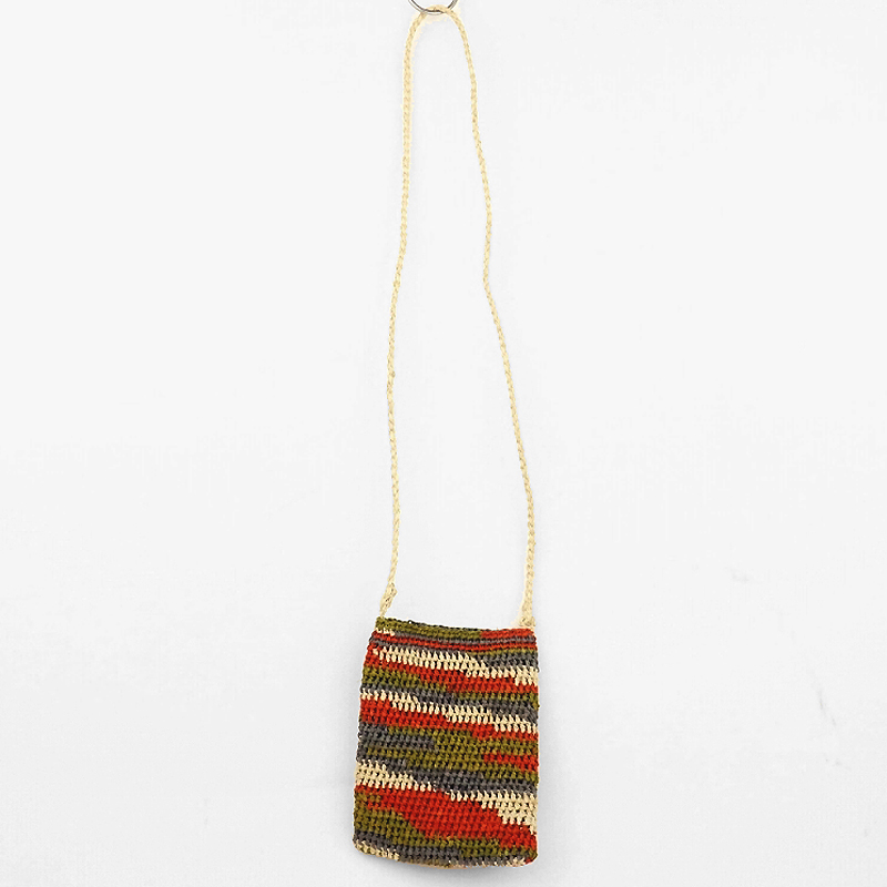 ラフィアかぎ編み 携帯フォルダー 中長迷彩