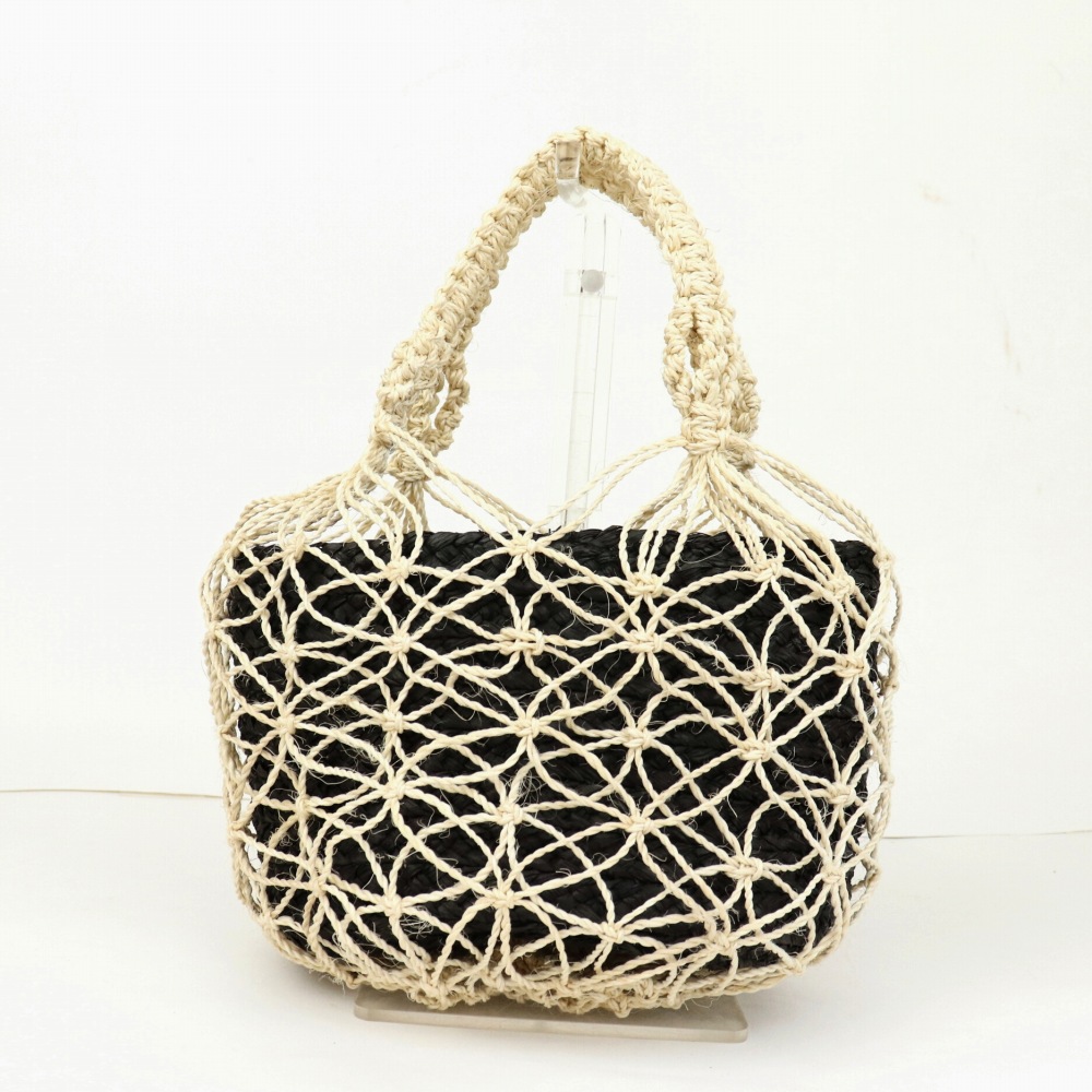 サイザルマクラメバッグ 二重七宝 トレッセ内かご NAT黒 23SS一点物