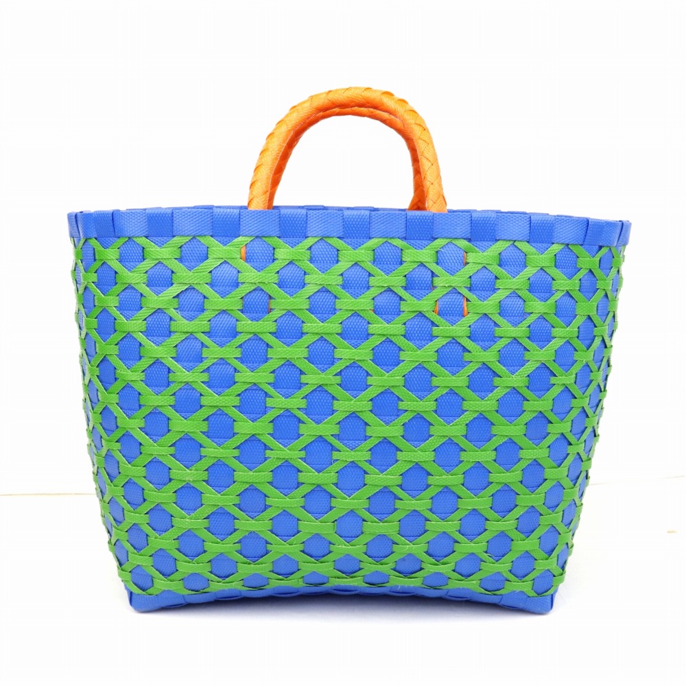 プラスチックかご 格子26x14x23 青緑