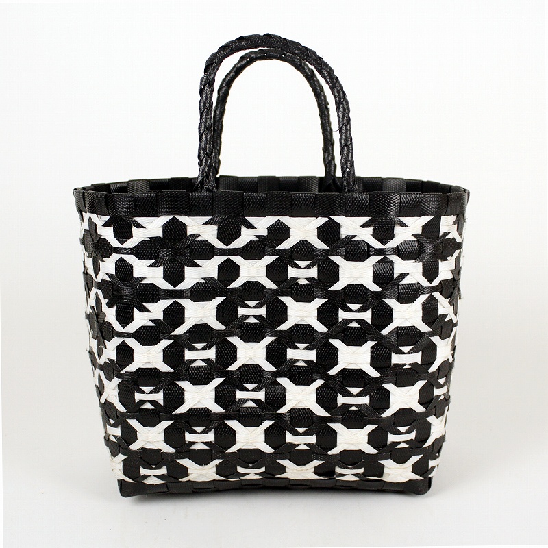 プラスチックかご 花26x14x23 黒白